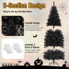 imageGoplus 6ft Black Pencil Christmas Tree Prelit Artificial Halloween Tree w 280 Warm White Lights 618 PVC Branch Tips and Metal Base Hinged Slim Xmas Pine Tree for Holiday Carnival Party Decoration6 FT