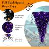 imageGoplus 6ft Prelit Upside Down Christmas Tree Artificial Black Halloween Tree w 270 Purple LED Lights ampamp Decorations Hinged Inverted Xmas Pine Tree for Holiday Carnival Party DecorationsBlack