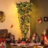 imageGoplus 6ft Prelit Upside Down Christmas Tree Artificial Black Halloween Tree w 270 Purple LED Lights ampamp Decorations Hinged Inverted Xmas Pine Tree for Holiday Carnival Party DecorationsGreen Prelit