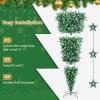 imageGoplus 6ft Prelit Upside Down Christmas Tree Artificial Black Halloween Tree w 270 Purple LED Lights ampamp Decorations Hinged Inverted Xmas Pine Tree for Holiday Carnival Party DecorationsGreen Prelit