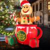 imageGoplus 7 Ft Christmas Inflatable Blow up PreLit Gingerbread Man in Mug with Gift Boxes ampamp Candy Cane Giant Cute Xmas Inflatables for IndoorOutdoor Lighted Christmas Yard Decorations for Party Lawn