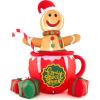 imageGoplus 7 Ft Christmas Inflatable Blow up PreLit Gingerbread Man in Mug with Gift Boxes ampamp Candy Cane Giant Cute Xmas Inflatables for IndoorOutdoor Lighted Christmas Yard Decorations for Party Lawn