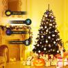 imageGoplus 75ft Unlit Black Christmas Tree Artificial Halloween Tree with 1258 Branch Tips Metal Stand Xmas Full Tree for Indoor Holiday Carnival PartyBlack