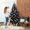 imageGoplus 75ft Unlit Black Christmas Tree Artificial Halloween Tree with 1258 Branch Tips Metal Stand Xmas Full Tree for Indoor Holiday Carnival PartyBlack