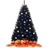 imageGoplus 75ft Unlit Black Christmas Tree Artificial Halloween Tree with 1258 Branch Tips Metal Stand Xmas Full Tree for Indoor Holiday Carnival PartyBlack