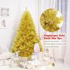 imageGoplus 75ft Unlit Black Christmas Tree Artificial Halloween Tree with 1258 Branch Tips Metal Stand Xmas Full Tree for Indoor Holiday Carnival PartyChampagne Gold