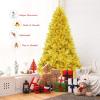 imageGoplus 75ft Unlit Black Christmas Tree Artificial Halloween Tree with 1258 Branch Tips Metal Stand Xmas Full Tree for Indoor Holiday Carnival PartyChampagne Gold