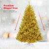 imageGoplus 75ft Unlit Black Christmas Tree Artificial Halloween Tree with 1258 Branch Tips Metal Stand Xmas Full Tree for Indoor Holiday Carnival PartyChampagne Gold