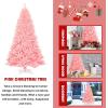 imageGoplus 75ft Unlit Black Christmas Tree Artificial Halloween Tree with 1258 Branch Tips Metal Stand Xmas Full Tree for Indoor Holiday Carnival PartyPink