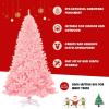 imageGoplus 75ft Unlit Black Christmas Tree Artificial Halloween Tree with 1258 Branch Tips Metal Stand Xmas Full Tree for Indoor Holiday Carnival PartyPink