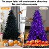 imageGoplus 7ft Prelit Black Christmas Tree Hinged Artificial Halloween Tree w 500 Purple LED Lights ampamp Metal Stand Perfect Xmas Tree for Holiday Festival PartiesBlack