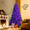 imageGoplus 7ft Prelit Black Christmas Tree Hinged Artificial Halloween Tree w 500 Purple LED Lights ampamp Metal Stand Perfect Xmas Tree for Holiday Festival PartiesPurple