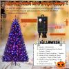 imageGoplus 7ft Prelit Black Christmas Tree Hinged Artificial Halloween Tree w 500 Purple LED Lights ampamp Metal Stand Perfect Xmas Tree for Holiday Festival PartiesOrangepurple