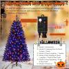 imageGoplus 7ft Prelit Black Christmas Tree Hinged Artificial Halloween Tree w 500 Purple LED Lights ampamp Metal Stand Perfect Xmas Tree for Holiday Festival PartiesOrangepurple