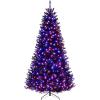 imageGoplus 7ft Prelit Black Christmas Tree Hinged Artificial Halloween Tree w 500 Purple LED Lights ampamp Metal Stand Perfect Xmas Tree for Holiday Festival PartiesOrangepurple