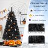 imageGoplus 7ft Prelit Black Christmas Tree Hinged Artificial Halloween Tree w 500 Purple LED Lights ampamp Metal Stand Perfect Xmas Tree for Holiday Festival PartiesCool White