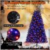 imageGoplus 7ft Prelit Black Christmas Tree Hinged Artificial Halloween Tree w 500 Purple LED Lights ampamp Metal Stand Perfect Xmas Tree for Holiday Festival PartiesOrangepurple