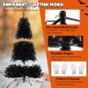 imageGoplus 7ft Prelit Black Christmas Tree Hinged Artificial Halloween Tree w 500 Purple LED Lights ampamp Metal Stand Perfect Xmas Tree for Holiday Festival PartiesOrangepurple