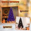 imageGoplus 7ft Prelit Black Christmas Tree Hinged Artificial Halloween Tree w 500 Purple LED Lights ampamp Metal Stand Perfect Xmas Tree for Holiday Festival PartiesOrangepurple