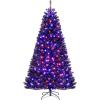imageGoplus 7ft Prelit Black Christmas Tree Hinged Artificial Halloween Tree w 500 Purple LED Lights ampamp Metal Stand Perfect Xmas Tree for Holiday Festival PartiesOrangepurple