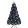 imageGoplus 7ft Prelit Black Christmas Tree Hinged Artificial Halloween Tree w 500 Purple LED Lights ampamp Metal Stand Perfect Xmas Tree for Holiday Festival PartiesCool White