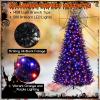 imageGoplus 7ft Prelit Black Christmas Tree Hinged Artificial Halloween Tree w 500 Purple LED Lights ampamp Metal Stand Perfect Xmas Tree for Holiday Festival PartiesOrangepurple