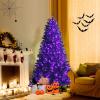 imageGoplus 7ft Prelit Black Christmas Tree Hinged Artificial Halloween Tree w 500 Purple LED Lights ampamp Metal Stand Perfect Xmas Tree for Holiday Festival PartiesBlack