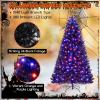imageGoplus 7ft Prelit Black Christmas Tree Hinged Artificial Halloween Tree w 500 Purple LED Lights ampamp Metal Stand Perfect Xmas Tree for Holiday Festival PartiesOrangepurple