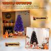 imageGoplus 7ft Prelit Black Christmas Tree Hinged Artificial Halloween Tree w 500 Purple LED Lights ampamp Metal Stand Perfect Xmas Tree for Holiday Festival PartiesOrangepurple