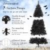 imageGoplus 7ft Prelit Black Christmas Tree Hinged Artificial Halloween Tree w 500 Purple LED Lights ampamp Metal Stand Perfect Xmas Tree for Holiday Festival PartiesCool White