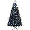 imageGoplus 7ft Prelit Black Christmas Tree Hinged Artificial Halloween Tree w 500 Purple LED Lights ampamp Metal Stand Perfect Xmas Tree for Holiday Festival PartiesCool White