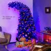 imageGoplus 7ft Prelit Black Christmas Tree Hinged Artificial Halloween Tree with 1050 Tips 400 Purple ampamp Orange Lights 8 Lighting Modes Metal Stand Xmas Decoration for Holiday Festival Parties