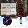 imageGoplus 7ft Prelit Black Christmas Tree Hinged Artificial Halloween Tree with 1050 Tips 400 Purple ampamp Orange Lights 8 Lighting Modes Metal Stand Xmas Decoration for Holiday Festival Parties