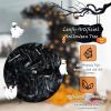 imageGoplus 7ft Prelit Black Christmas Tree Hinged Artificial Halloween Tree with 1050 Tips 400 Purple ampamp Orange Lights 8 Lighting Modes Metal Stand Xmas Decoration for Holiday Festival Parties