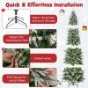 imageGoplus 9 FT PreLit Pencil Christmas Tree Artificial Snow Flocked Hinged Fake Slim Xmas Tree with 470 WarmWhite LED Lights 1310 Branch Tips 98 Pine Cones for Office Home DecorationGreenpencil Tree