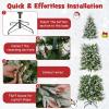 imageGoplus 9 FT PreLit Pencil Christmas Tree Artificial Snow Flocked Hinged Fake Slim Xmas Tree with 470 WarmWhite LED Lights 1310 Branch Tips 98 Pine Cones for Office Home DecorationGreenpencil Tree