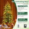 imageGoplus 9 FT PreLit Pencil Christmas Tree Artificial Snow Flocked Hinged Fake Slim Xmas Tree with 470 WarmWhite LED Lights 1310 Branch Tips 98 Pine Cones for Office Home DecorationGreen