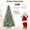 imageGoplus 9 FT PreLit Pencil Christmas Tree Artificial Snow Flocked Hinged Fake Slim Xmas Tree with 470 WarmWhite LED Lights 1310 Branch Tips 98 Pine Cones for Office Home DecorationGreenfull Tree
