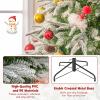 imageGoplus 9 FT PreLit Pencil Christmas Tree Artificial Snow Flocked Hinged Fake Slim Xmas Tree with 470 WarmWhite LED Lights 1310 Branch Tips 98 Pine Cones for Office Home DecorationGreenfull Tree