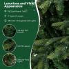 imageGoplus 9 FT PreLit Pencil Christmas Tree Artificial Snow Flocked Hinged Fake Slim Xmas Tree with 470 WarmWhite LED Lights 1310 Branch Tips 98 Pine Cones for Office Home DecorationGreen