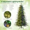 imageGoplus 9 FT PreLit Pencil Christmas Tree Artificial Snow Flocked Hinged Fake Slim Xmas Tree with 470 WarmWhite LED Lights 1310 Branch Tips 98 Pine Cones for Office Home DecorationGreen