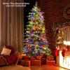 imageGoplus 9 FT PreLit Pencil Christmas Tree Artificial Snow Flocked Hinged Fake Slim Xmas Tree with 470 WarmWhite LED Lights 1310 Branch Tips 98 Pine Cones for Office Home DecorationGreen