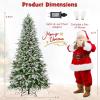 imageGoplus 9 FT PreLit Pencil Christmas Tree Artificial Snow Flocked Hinged Fake Slim Xmas Tree with 470 WarmWhite LED Lights 1310 Branch Tips 98 Pine Cones for Office Home DecorationGreenfull Tree