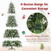 imageGoplus 9 FT PreLit Pencil Christmas Tree Artificial Snow Flocked Hinged Fake Slim Xmas Tree with 470 WarmWhite LED Lights 1310 Branch Tips 98 Pine Cones for Office Home DecorationGreenfull Tree