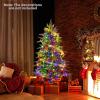 imageGoplus 9 FT PreLit Pencil Christmas Tree Artificial Snow Flocked Hinged Fake Slim Xmas Tree with 470 WarmWhite LED Lights 1310 Branch Tips 98 Pine Cones for Office Home DecorationGreen