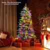 imageGoplus 9 FT PreLit Pencil Christmas Tree Artificial Snow Flocked Hinged Fake Slim Xmas Tree with 470 WarmWhite LED Lights 1310 Branch Tips 98 Pine Cones for Office Home DecorationGreen