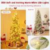 imageGoplus 9 FT PreLit Pencil Christmas Tree Artificial Snow Flocked Hinged Fake Slim Xmas Tree with 470 WarmWhite LED Lights 1310 Branch Tips 98 Pine Cones for Office Home DecorationGreenpencil Tree