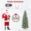 imageGoplus 9 FT PreLit Pencil Christmas Tree Artificial Snow Flocked Hinged Fake Slim Xmas Tree with 470 WarmWhite LED Lights 1310 Branch Tips 98 Pine Cones for Office Home DecorationGreenpencil Tree