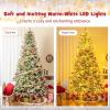 imageGoplus 9 FT PreLit Pencil Christmas Tree Artificial Snow Flocked Hinged Fake Slim Xmas Tree with 470 WarmWhite LED Lights 1310 Branch Tips 98 Pine Cones for Office Home DecorationGreenfull Tree
