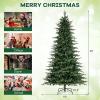 imageGoplus 9 FT PreLit Pencil Christmas Tree Artificial Snow Flocked Hinged Fake Slim Xmas Tree with 470 WarmWhite LED Lights 1310 Branch Tips 98 Pine Cones for Office Home DecorationGreen